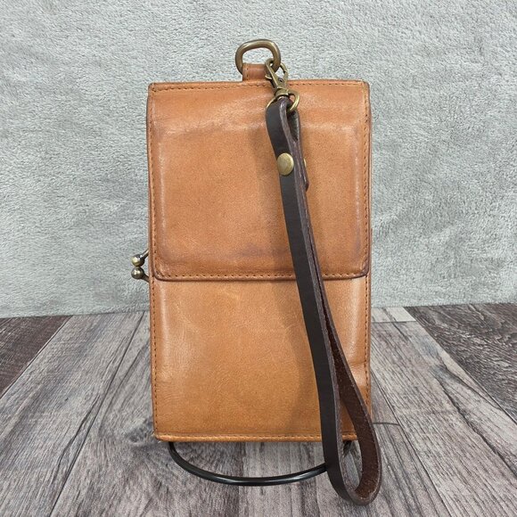 HOBO International Vintage Wallet Clutch Wristlet Cognac Brown Leather Kiss Lock - Picture 12 of 12